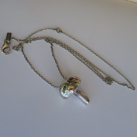 Elizabeth And James Large Mushroom Pendant On Chain Sterling Silver CZ - Picture 9 of 16